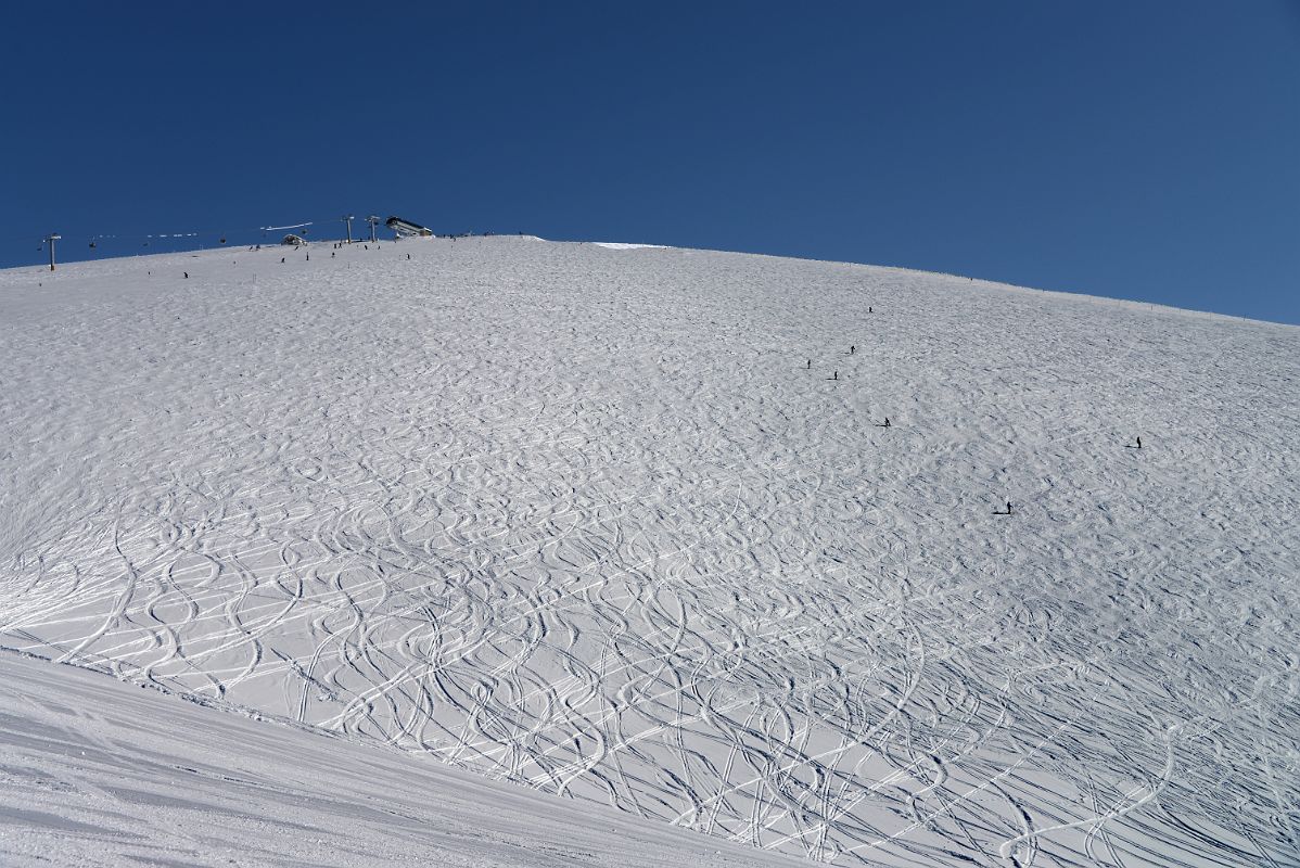 08C Looking Up At The Many Ski Tracks Coming Down From Top Of The World Chair On Lookout Mountain At Banff Sunshine Ski Area